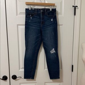 GAP Dark Blue Distressed Cropped Jeans